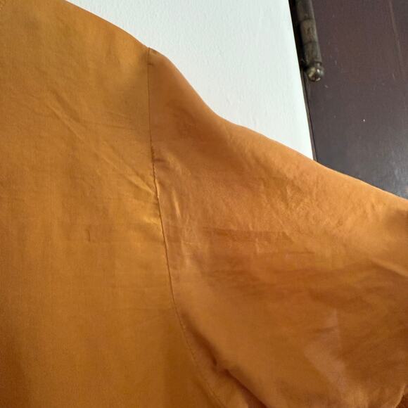 90's Vintage OSCAR de la RENTA | Deep Mustard Silk Baseball Style Shirt | Medium - Picture 6 of 6